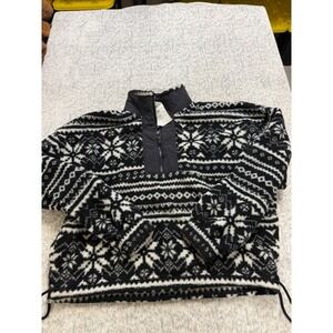 DSG Mens Large Sherpa Fleece Quarter‎ Zip Pullover Fair Isle Snowflake